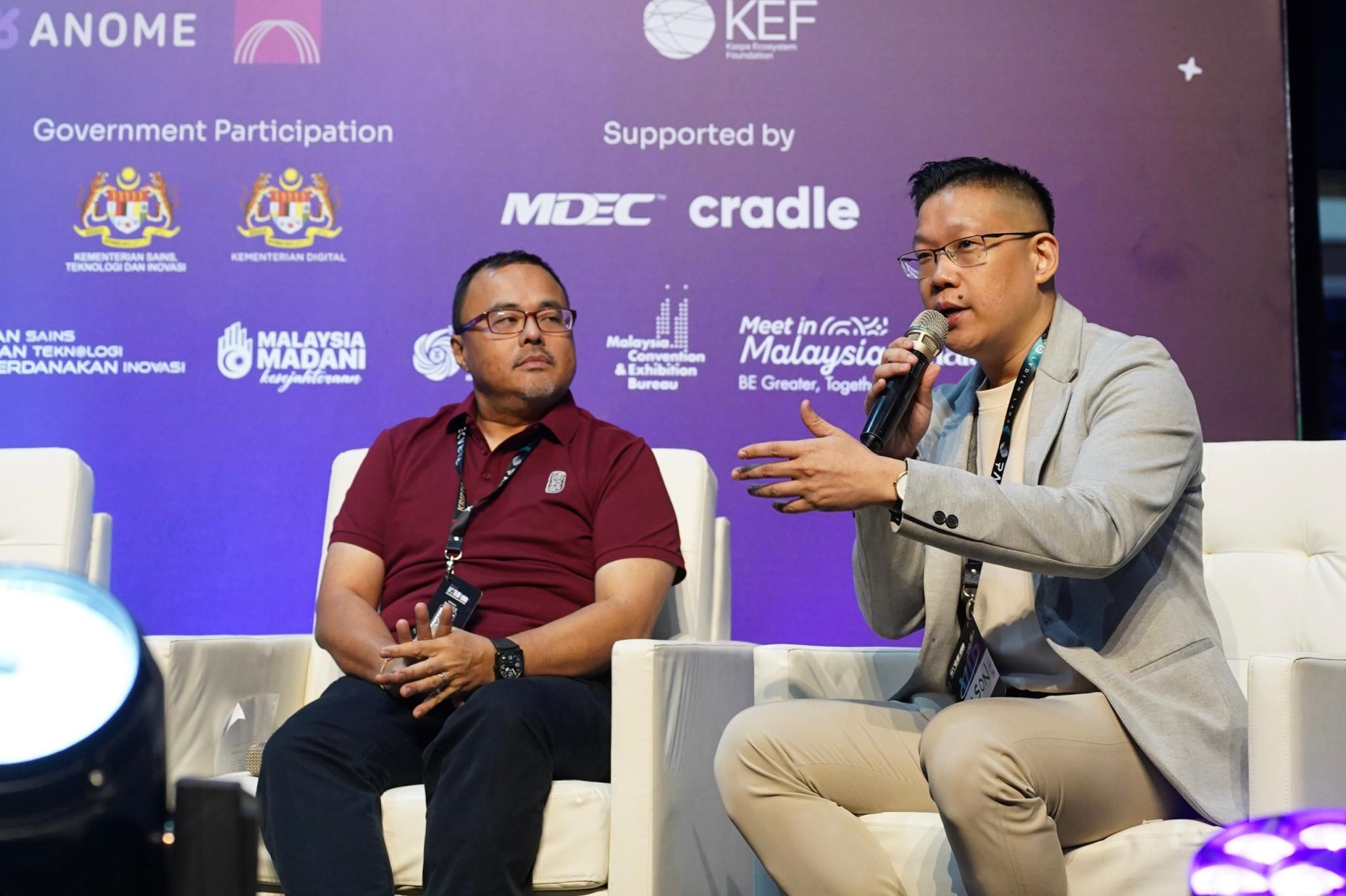 Jason Chew on a national conference panel — Government Participation with MDEC, Cradle, KEF and Meet in Malaysia sponsors shown